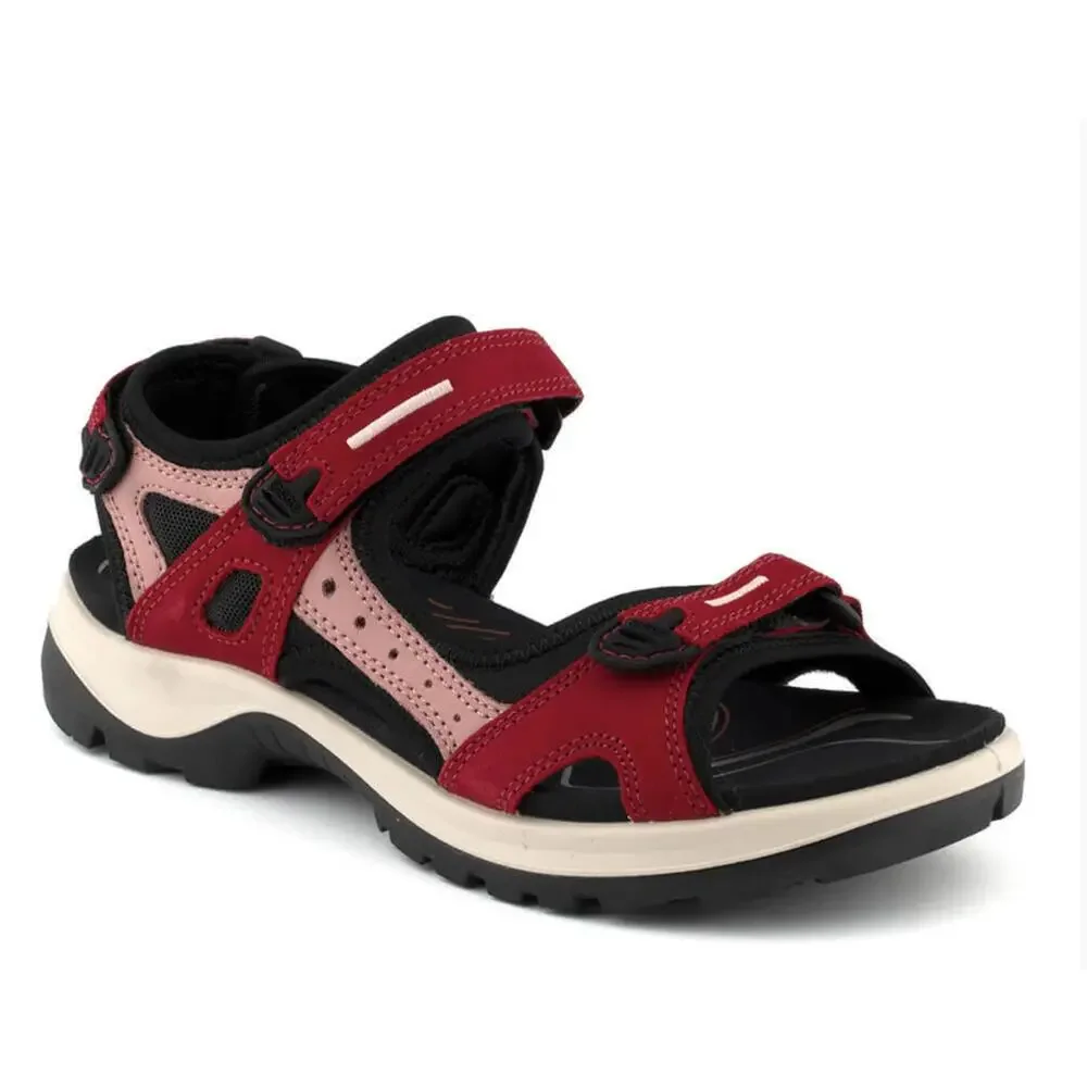 Ecco Womens Hiking Sport Offroad Sandal 39 Hook And Loop Athletic Red Yukatan